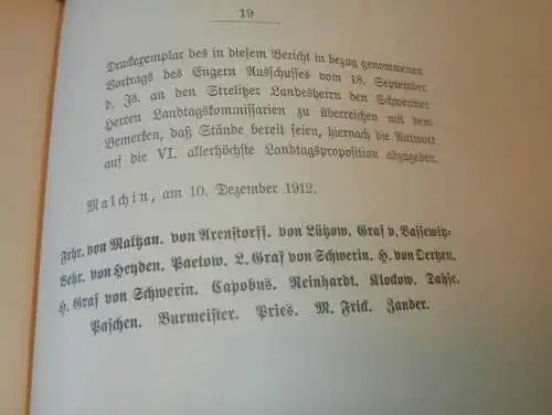 Kosten des Landes-Regiments , Mecklenburg 1912, alte Akte , Ritterschaft , Rostock , Schwerin ,18 Seiten !!!