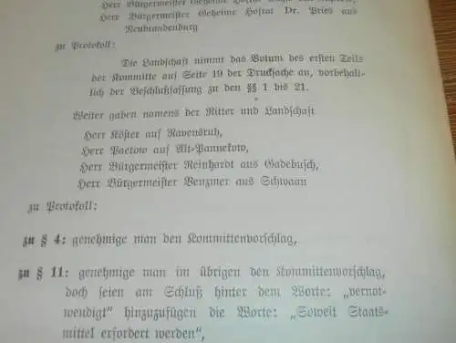 Versammlung  von Ritterschaft und Adel ,1912 in Malchin , Landes-Protokoll , von Maltzan , von Plessen , Mecklenburg  !