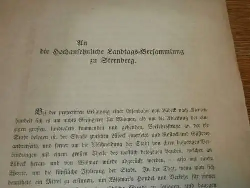 Eisenbahn Mecklenburg 1863 , alte Akte Sternberg , Wismar , Grevesmühlen , Stettin , Wittenberge Angermünde !!