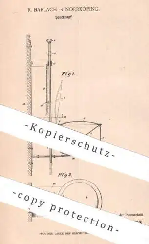 original Patent - R. Barlach , Norrköping , Schweden | 1900 | Spucknapf mit Deckel | Medizin , Gesundheit , Krankenhaus