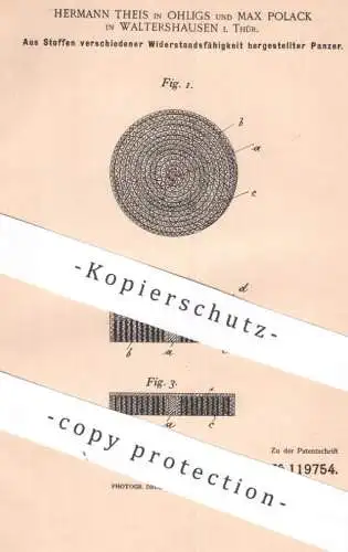 original Patent - Hermann Theis , Ohligs | Max Polack , Waltershausen | 1899 | Panzer | Geschoss Geschütz Waffen Militär
