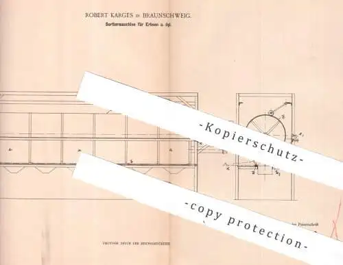original Patent - Robert Karges , Braunschweig | 1900 | Sortiermaschine für Erbsen | Sortieren , Getreide , Siebtrommel