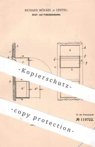 original Patent - Richard Möckel , Leipzig | 1900 | Briefkasten , Brotkasten | Kasten für Pakete , Briefe , Post | Tür