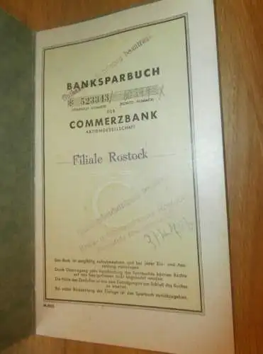 altes Sparbuch Rostock , 1944 - 1945 , Julia Nitsche geb. Pargent in Rostock i. Mecklenburg , Sparkasse !!