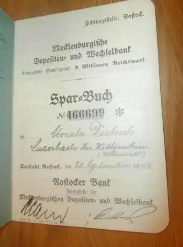 altes Sparbuch Rostock , 1943 , Ursula Dietrich in Puderbach b. Wittgenstein i. Westerwald , Bad Laasphe , Sparkasse