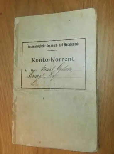altes Sparbuch Schwerin , 1928 - 1930 , Mecklenburgische Depositen und Wechselbank i. Mecklenburg , Sparkasse , Bank !!