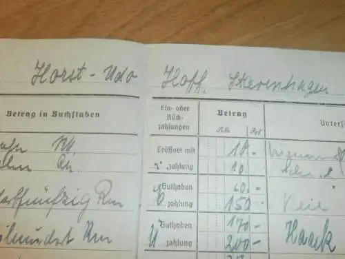altes Sparbuch Stavenhagen , 1944 - 1945 , Horst Udo Hoff in Stavenhagen i. Mecklenburg , Sparkasse , Bank !!