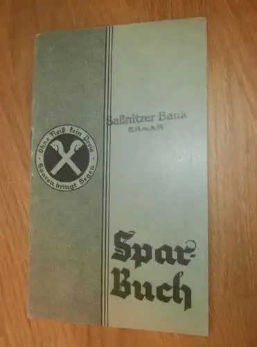 altes Sparbuch Saßnitz, 1938 - 1942 , Friedrich Karl Nitkowski in Saßnitz i. Mecklenurg , Sparkasse , Bank !!