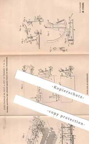 original Patent - John Franklin Mc. Nutt , City of Warren USA | 1901 | Säcke o. Tüten in Druckerpresse einführen | Druck