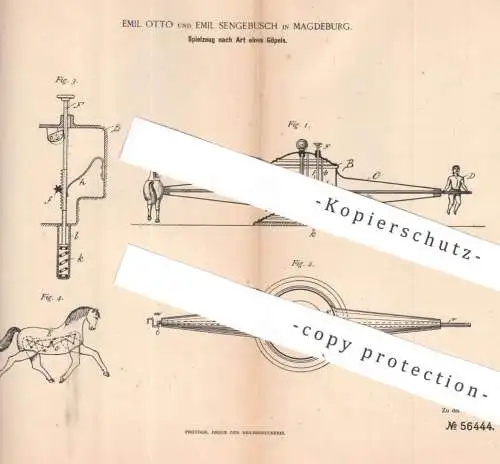 original Patent - Emil Otto , Emil Sengebusch , Magdeburg | 1890 | Spielzeug - Göpel | Göpelwerk | Sport , Spiel !!