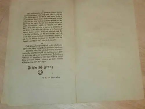 original Dokument - Friedrich Franz - Mecklenburg , 1809 , Impost für Exporte , Verordnung , Schwerin , Tabak , Rostock