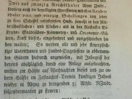 original Dokument - Friedrich Franz - Edict Mecklenburg , 1809 , Landes-Contribution , Hufensteuer , Kloster !!
