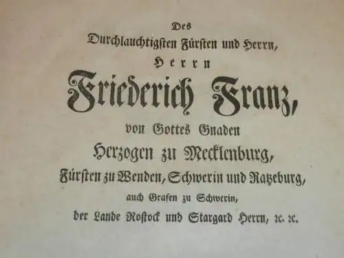 original Dokument zur Eröffnung des Armen-Institut Schwerin , 1788 , Mecklenburg , Friedrich Franz , Rostock , Stargard