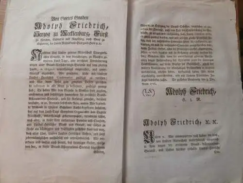 alte Akte , Brand-Versicherung Neubrandenburg 1766 , Stargard i. Mecklenburg , Neustrelitz , Adel , Feuer , extrem rar !