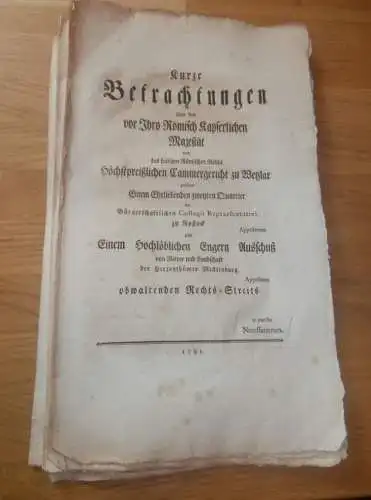 alte Akte , Rostock - Wetzlar , 1781 , Ritter und Landschaft Mecklenburg , Rechtsstreit , 43 Seiten , extrem rar !!!