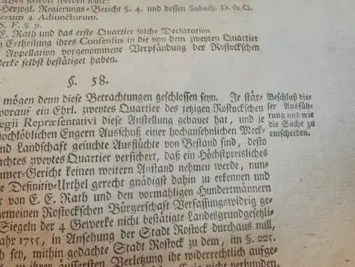 alte Akte , Rostock - Wetzlar , 1781 , Ritter und Landschaft Mecklenburg , Rechtsstreit , 43 Seiten , extrem rar !!!
