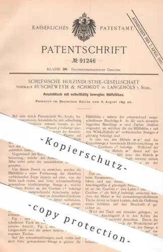 original Patent - Schlesische Holzindustrie Ges. vorm. Ruscheweyh & Schmidt , Langenöls Schlesien | 1895 | Ausziehtisch