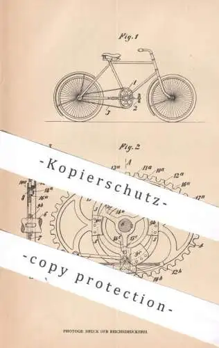 original Patent - Hermann Kikuth , Langerfeld / Barmen | 1906 | Kettenrädergetriebe für Fahrräder | Fahrrad , Antrieb !