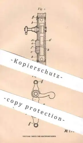original Patent - Hermann Ripke , Posen | Polen | 1905 | Schloss - Sicherung | Tür , Türen , Türschloss | Schlosserei !