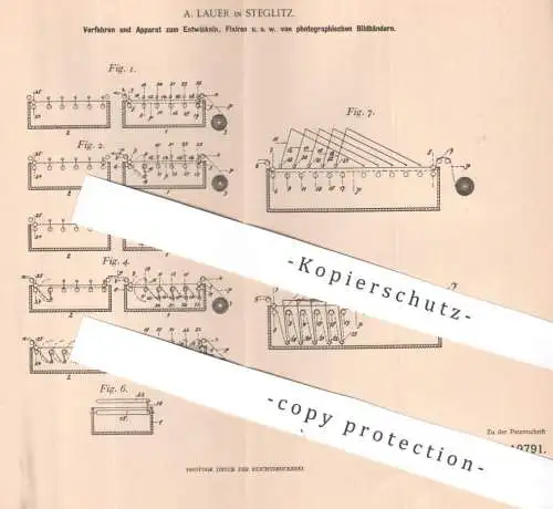 original Patent - A. Lauer , Berlin / Steglitz | 1899 | Entwickeln u. Fixieren von Fotografien | Foto Photo Bild Kamera