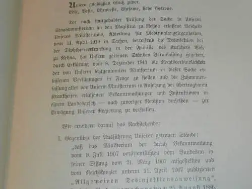 Bekämpfung von Krankheiten in Mecklenburg , 1912 , alte Akte , Kutscher Voß in Rehna , Diphterie , 6 Seiten !!!