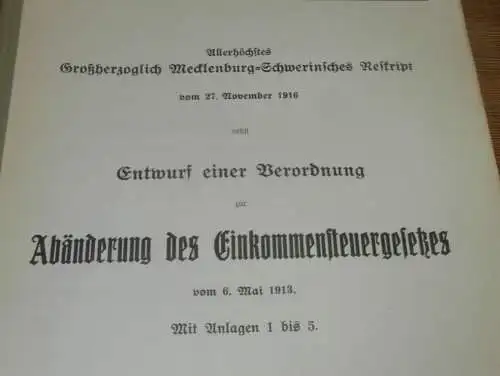 Einkommensteuer in Mecklenburg , 1913 , alte Akte , Molkerei Rostock , Versicherung Grevesmühlen , 46 Seiten !!