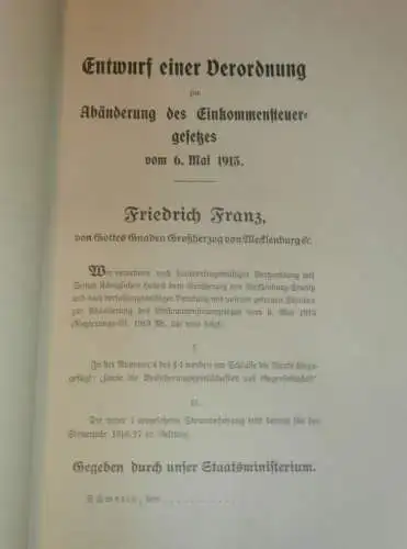 Einkommensteuer in Mecklenburg , 1913 , alte Akte , Molkerei Rostock , Versicherung Grevesmühlen , 46 Seiten !!