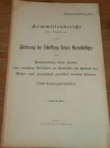 Schaffung von Grundbesitz i. Mecklenburg , 1907 , Siedler , Ritter- und Landschaft , Sternberg , 9 Seiten !!!