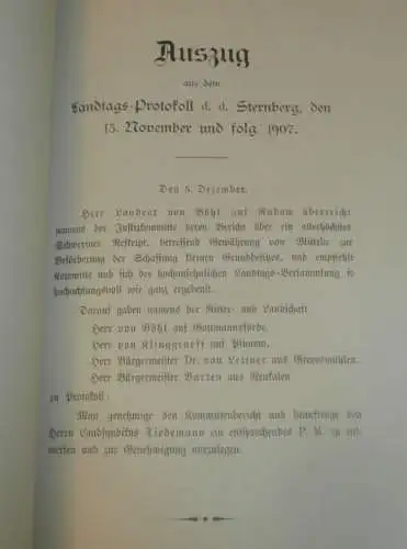 Schaffung von Grundbesitz i. Mecklenburg , 1907 , Siedler , Ritter- und Landschaft , Sternberg , 9 Seiten !!!