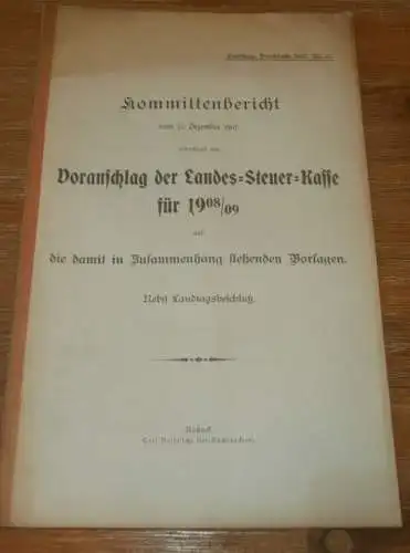 Landes-Steuer-Kasse in Mecklenburg , 1907 , alte Akte , Landrat , Schulden , Polizei , Sternberg , 23 Seiten !!!