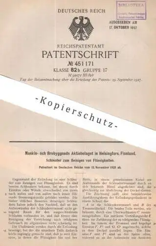original Patent - Maskin- o. Brobyggnads Aktiebolaget Helsingfors Finnland | 1925 | Schleuder z. Reinigen v. Flüssigkeit