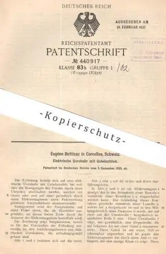 original Patent - Eugène Butticaz , Corcelles , Schweiz | 1925 | Elektrische Unruhuhr mit Gabelantrieb | Uhr , Uhren !