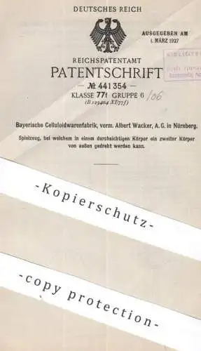 original Patent - Bayerische Celluloidwarenfabrik vorm. Albert Wacker AG , Nürnberg | 1924 | Spielzeugfigur | Spielzeug