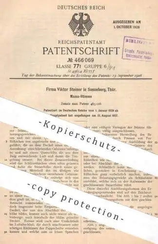 original Patent - Fa. Viktor Steiner , Sonneberg , Thüringen | 1928 | Mama - Stimme | Stimme für Puppen | Balgenstimme