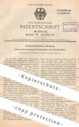 original Patent - Friedrich Ottenstein , Nürnberg | 1931 | Schienenstoßverbindung für Spielzeuggleise | Modell Eisenbahn