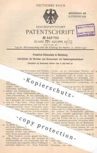 original Patent - Friedrich Ottenstein , Nürnberg | 1930 | Weichen & Kreuzungen von Spielzeug - Eisenbahnen | Modellbau
