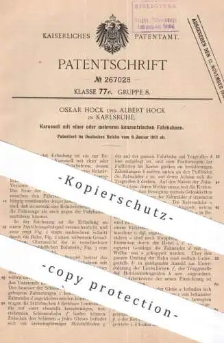 original Patent - Oskar Hock , Albert Hock , Karlsruhe | 1913 |  Karussell mit konzentrischen Fahrbahnen | Rundbahn Bahn