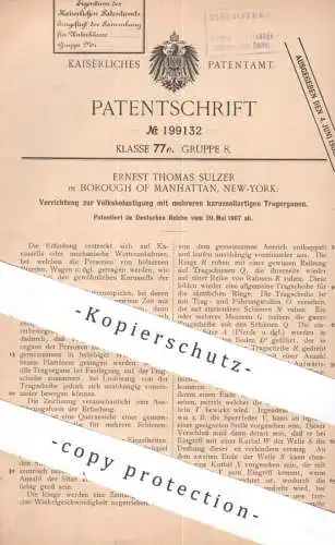 original Patent - Ernest Thomas Sulzer , Borough of Manhattan , New York , USA | 1907 | Wettrennbahn , Karussell !