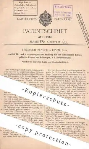 original Patent - Friedrich Bender , Essen / Ruhr | 1906 | Antrieb von Fahrzeug z. B. Karussellwagen | Karussell , Bahn