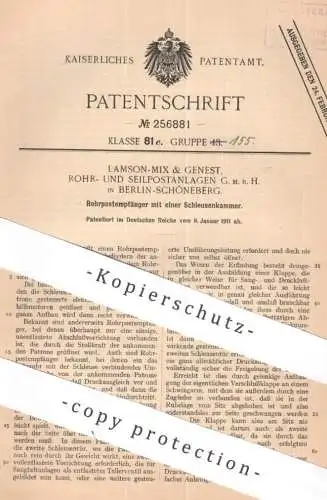 original Patent - Lamson Mix & Genest Rohr- & Seilpostanlagen GmbH , Berlin / Schöneberg | 1911 | Rohrpost - Empfänger