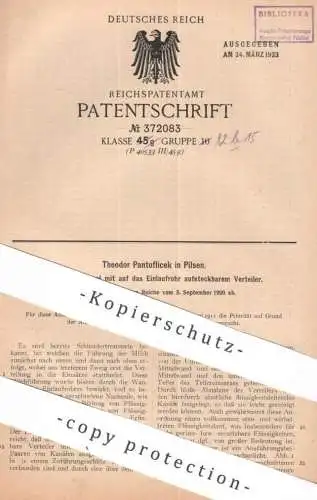 original Patent - Theodor Pantoflicek , Pilsen | 1920 | Schleudertrommel mit Verteiler | Schleuder - Trommel | Milch
