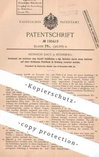 original Patent - Heinrich Daut , Nürnberg | 1906 | Karussell | Ringbahn | Bahn , Ringelbahn | Schausteller