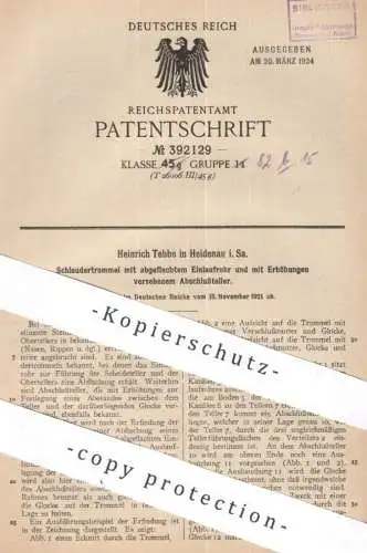 original Patent - Heinrich Tebbe , Heidenau i. Sa. | 1921 | Schleudertrommel | Milch - Schleuder | Trommel