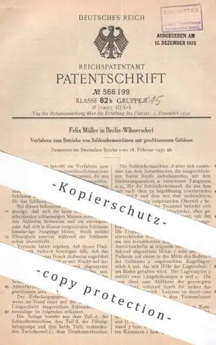 original Patent - Felix Müller , Berlin / Wilmersdorf | 1931 | Schleudermaschinen | Schleuder | Schleudertrommel