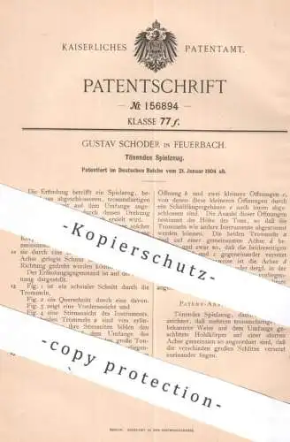 original Patent - Gustav Schoder , Feuerbach | 1904 | Tönendes Spielzeug | Ton , Musik , Trommel , Rassel , Instrument