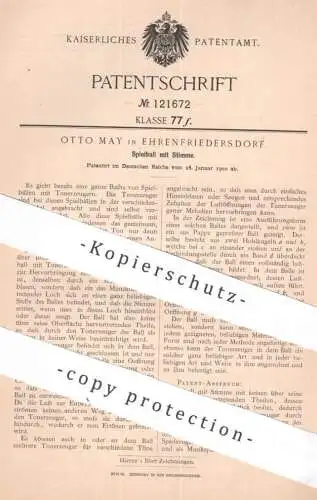 original Patent - Otto May , Ehrenfriedersdorf i. S. | 1900 | Spielball mit Stimme | Ton | Ball | Bälle | Spielzeug