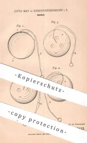 original Patent - Otto May , Ehrenfriedersdorf i. S. | 1901 | Spielball | Ball mit Schnur | Bälle | Spielzeug Kinderball