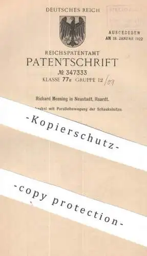 original Patent - Richard Mensing , Neustadt , Haardt | 1919 | Wippschaukel | Wippe | Schaukel | Karussell