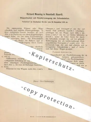 original Patent - Richard Mensing , Neustadt , Haardt | 1919 | Wippschaukel | Wippe | Schaukel | Karussell