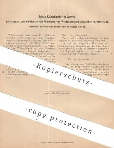 original Patent - Jakob Kaldschmidt , Worms | 1919 | Verhindern des Wanders von Wiegeschaukeln | Wiege , Schaukel !!